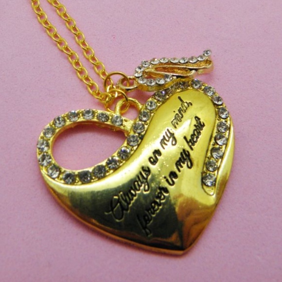 Angel Wing Heart Charm Necklace - Picture 2 of 6